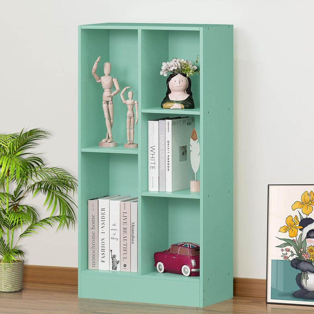 LEYAOYAO Wooden 7 Cube Book Shelf Natural Bookshelf Legs Modern Open Storage Organizer wourant