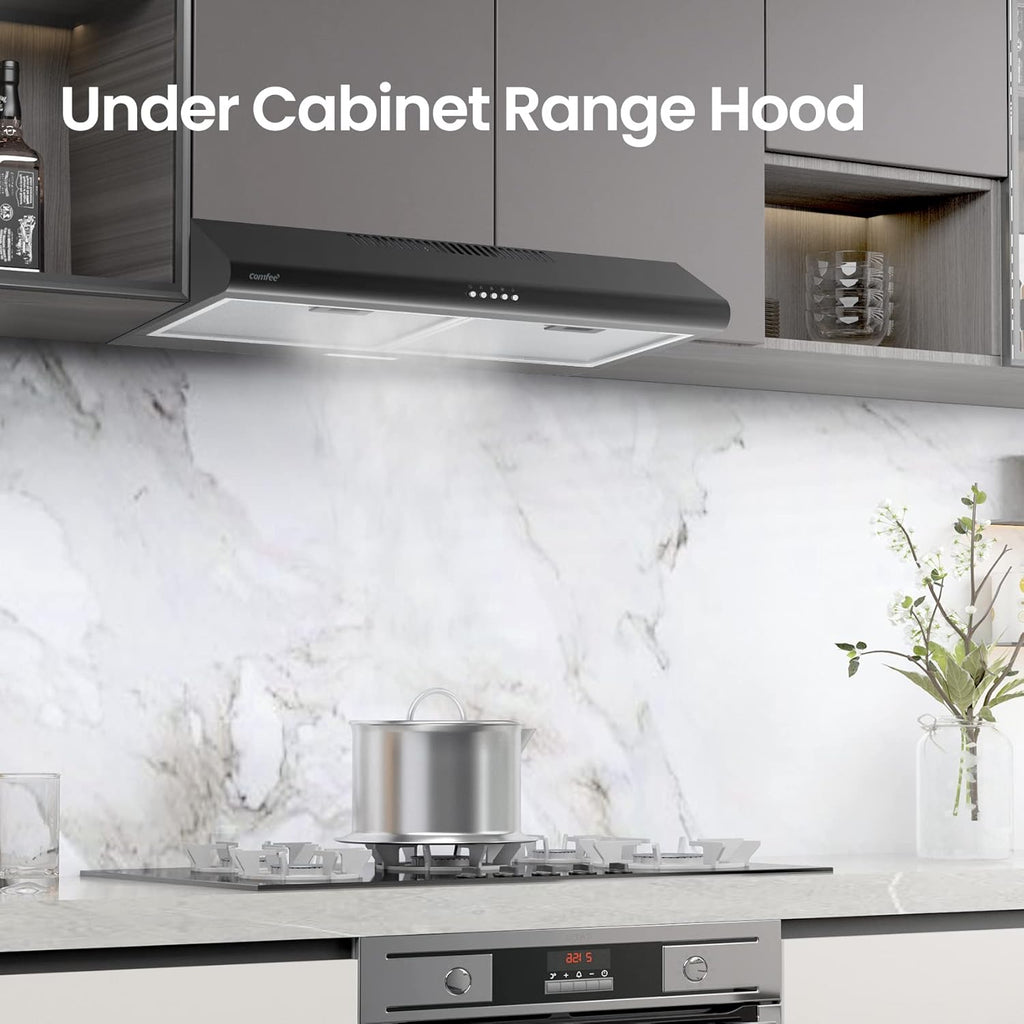 Comfee 30" Under Cabinet Ducted/Ductless Convertible Slim Vent Durable Stainless Steel Kitchen Reusable Filter wourant