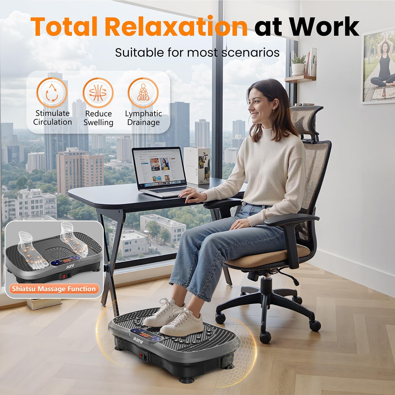 AXV Vibration Plate Fitness Platform Trainer Suitable for men and women to lose weight and burn fat at the gym wourant
