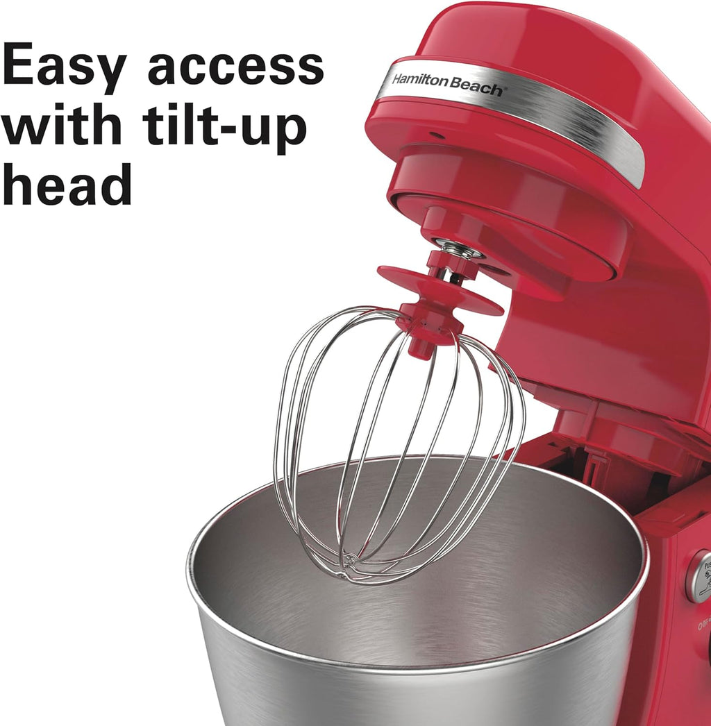 Hamilton Beach Electric Stand Mixer, 4 Quarts, Dough Hook, Flat Beater Attachments, Splash Guard 7 Speeds with Whisk, Black wourant