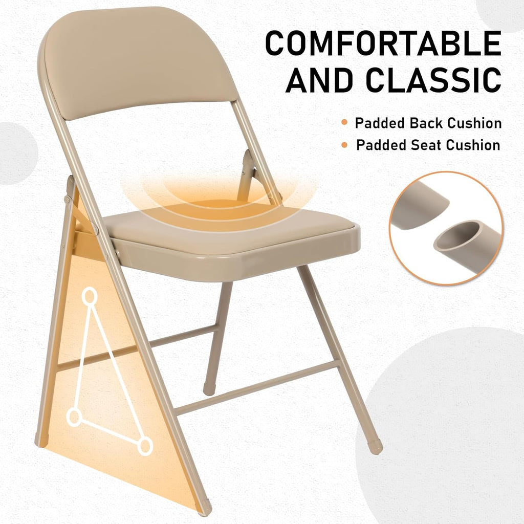 6 Pack Black Folding Chairs with Leather Chairs for Indoor and Outdoor Events Office Wedding Party Upholstered Chairs wourant