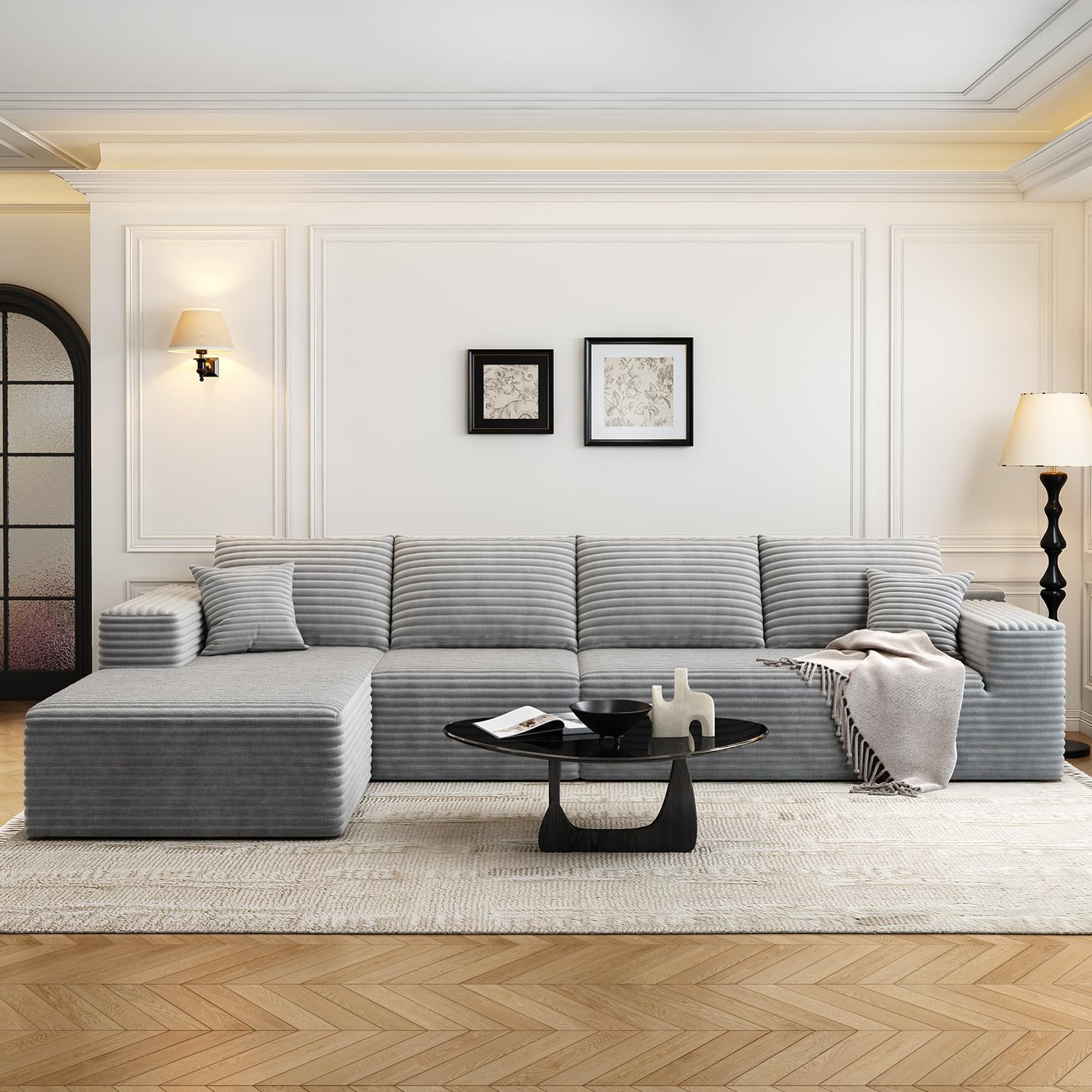 107.5" Cloud Modular Sectional Sofa Couch with L-Shape Chaise,Modern Minimalist Upholstered Couches wourant