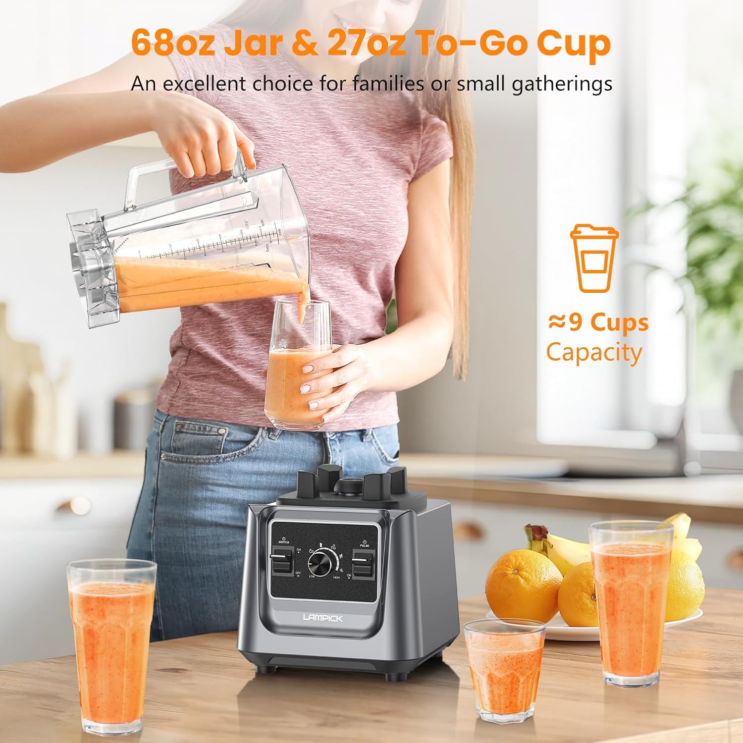 Blenders for Kitchen, 2000W Blender for Smoothies 35000 RPM wourant