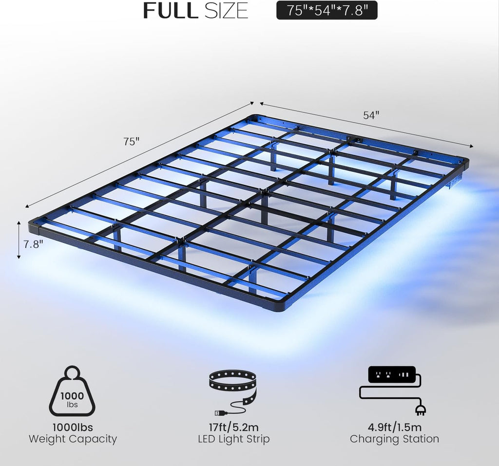 OLEVS Floating Bed Frame Queen Size with Smart LED Lights Modern Metal Platform Bed wourant
