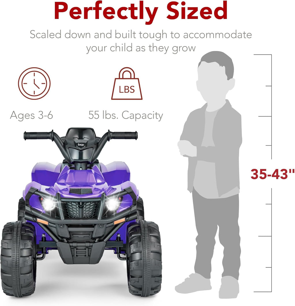 Best Choice Products 12V Kids Ride-On Electric ATV, 4-Wheeler Quad Car Toy w/Bluetooth Audio, 2.4mph Max Speed, Treaded Tires, LED Headlights, Radio wourant