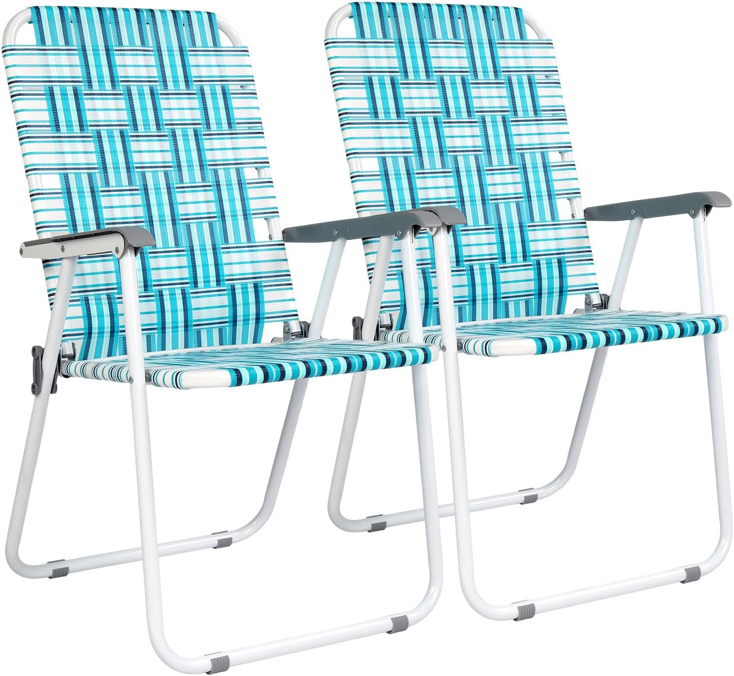 VINGLI Patio Lawn Webbed Folding Chairs Set of 2, Outdoor Beach Portable Lawn Chair Camping Chair Beach Chair wourant