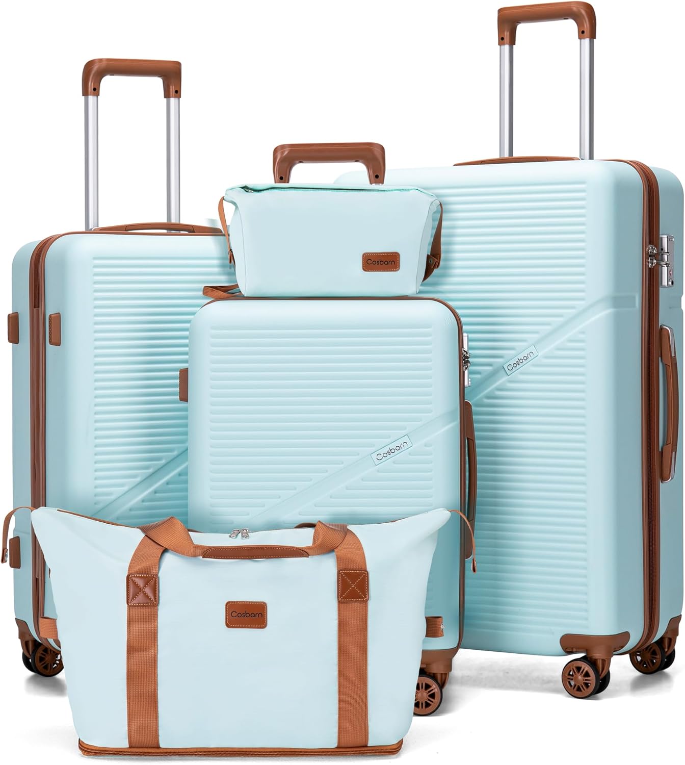 5-Piece Luggage Set with Spinner Wheels, Hard-Shell ABS Luggage Set with Tsa Lock, Lightweight Hard-Shell Waterproof Travel Case, Unisex, Gray wourant