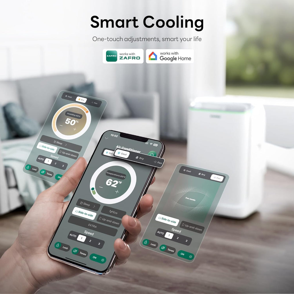 ZAFRO 8,000 BTU Portable Air Conditioners, 4 Modes Portable AC Unit with Fast Cooling/Energy Efficient/Remote/24Hrs Timer for Bedroom/Dorms/Indoor Rooms, White wourant