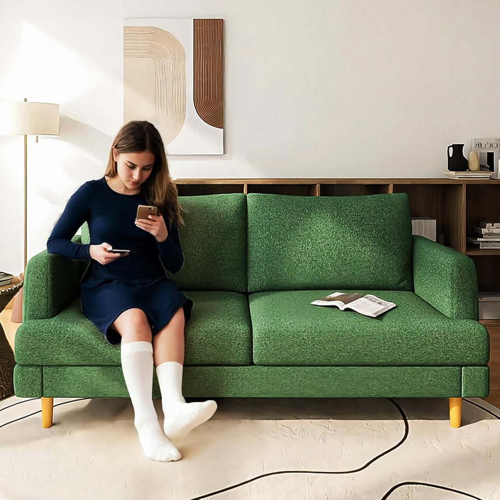 Loveseat Sofa Couch for Living Room USB Type C Ports Dark Gray Upholstered Small Couches wourant