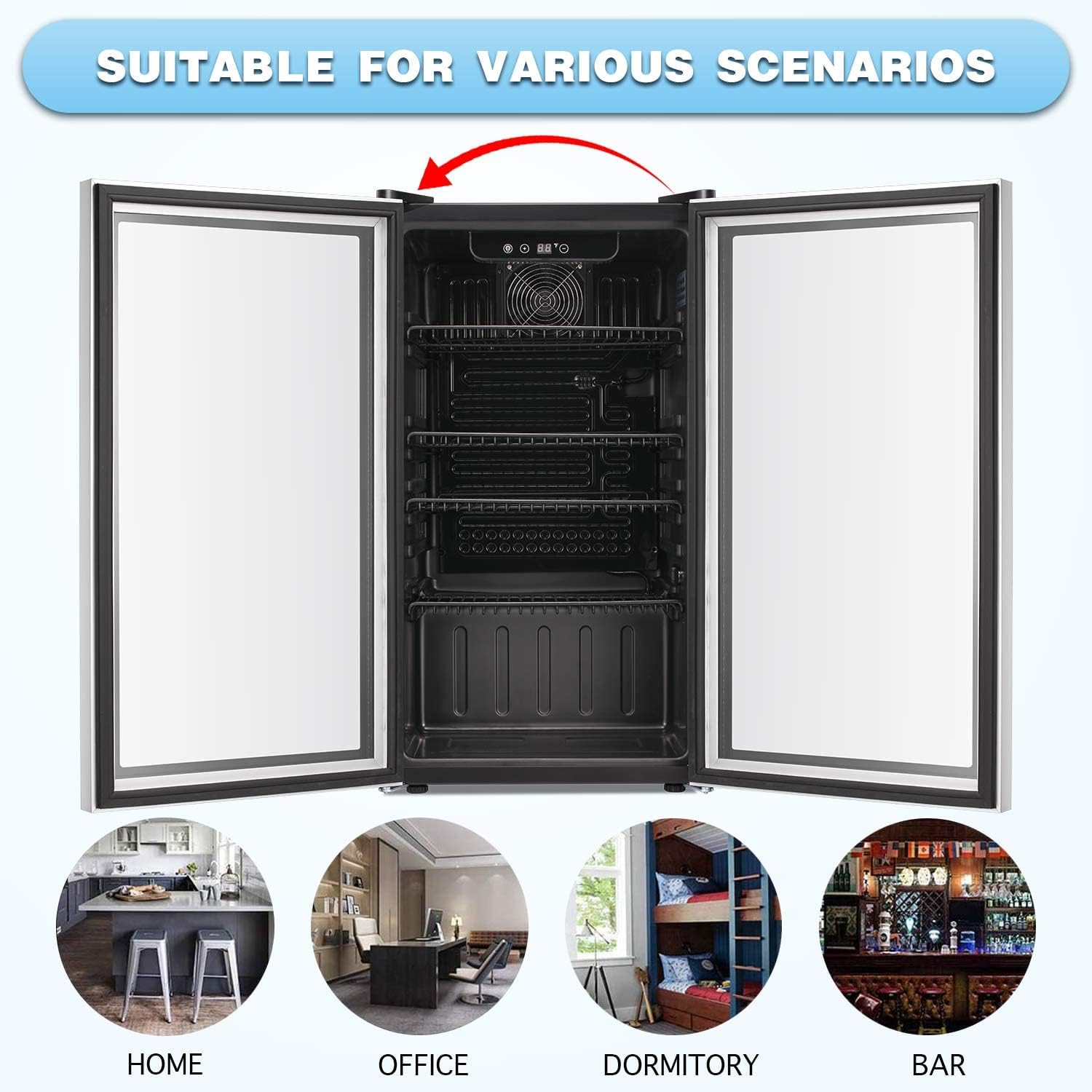 Antarctic Star Beverage Refrigerator Cooler 68 Can, Mini Fridge with Glass Door for Beer Drinks Wine,Freestanding Small Fridge with Electronic Temperature Control for Home and Bar,1.7 cu.ft wourant