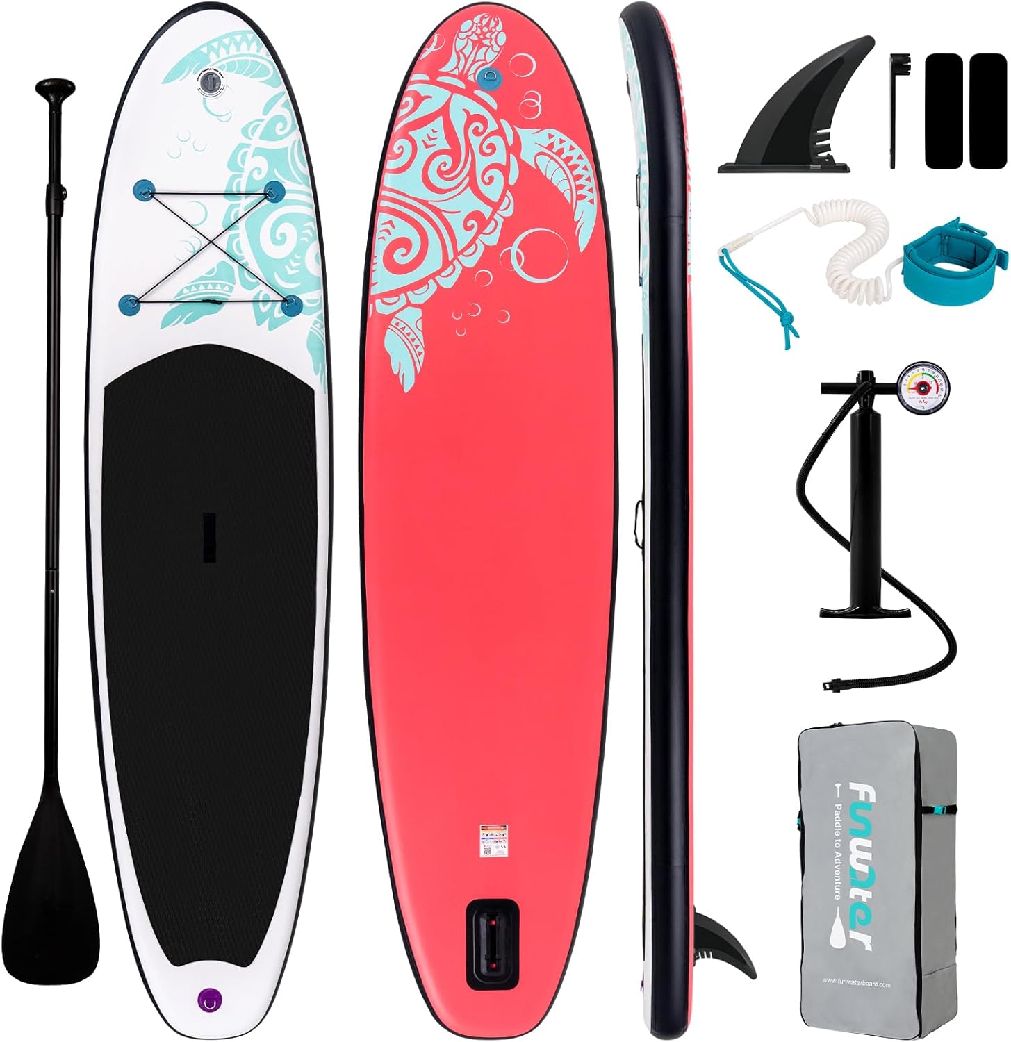 FunWater Inflatable Stand Up Paddle Board with Premium SUP Paddle Accessories, Non-Slip EVA Deck, 11'/10'6' Paddle wourant