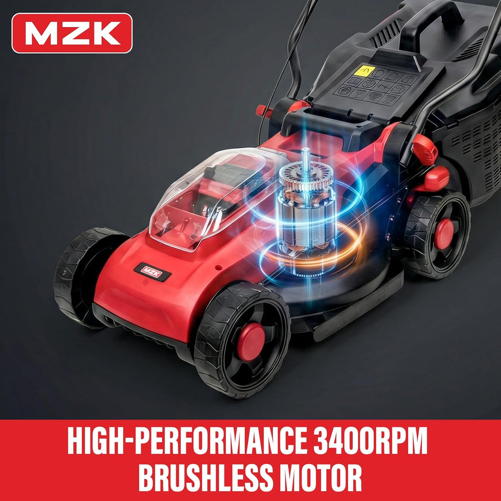 MZK 20V 13" Electric Lawn Mower, Brushless Cordless Lawn Mower with 4-Position Height wourant