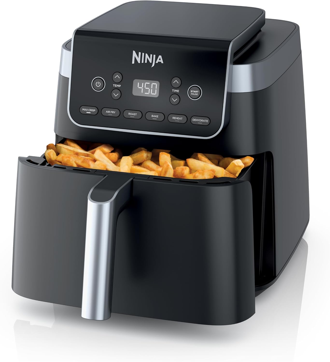 Ninja Air Fryer Pro 4-in-1 with 5 QT Capacity, Air Fry, Roast, Reheat, Dehydrate, Air Crisp Technology with 400F for hot, 120 Volts, Nonstick Basket & Crisper Plate, Grey, AF141 wourant