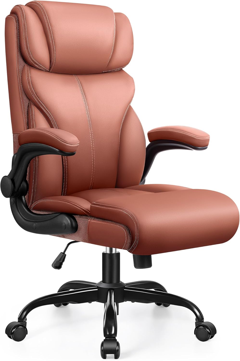Office Chair Large High-Foot Computer Desk Chair, Breathable Leather Chair Lumbar Support Rotating Computer Chair wourant