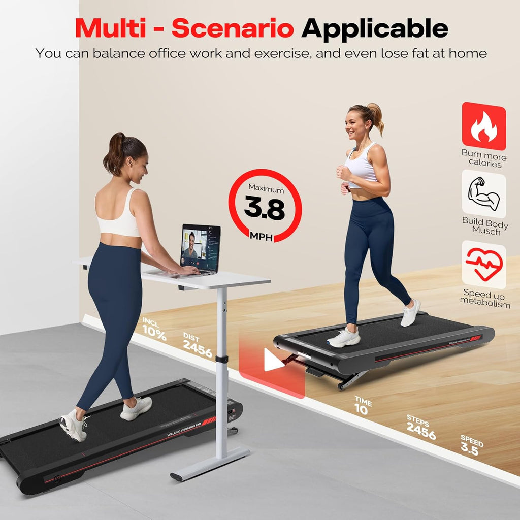 Sperax Walking Vibration Pad with APP, 3 in 1 Under Desk Treadmill, 2.5HP Low Noise Walking Treadmill Pad with Remote Control,Portable Treadmills for Home Office wourant