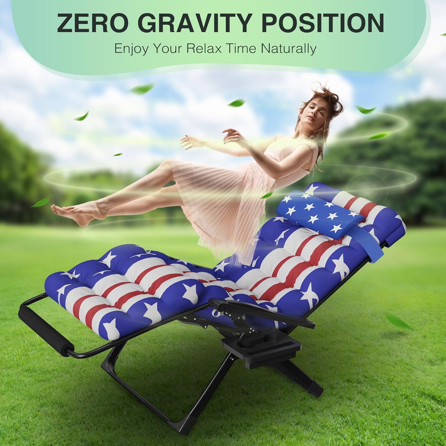Indoor and outdoor patio chair folding lounge chair zero gravity chair with removable cushion camping lounge chair wourant