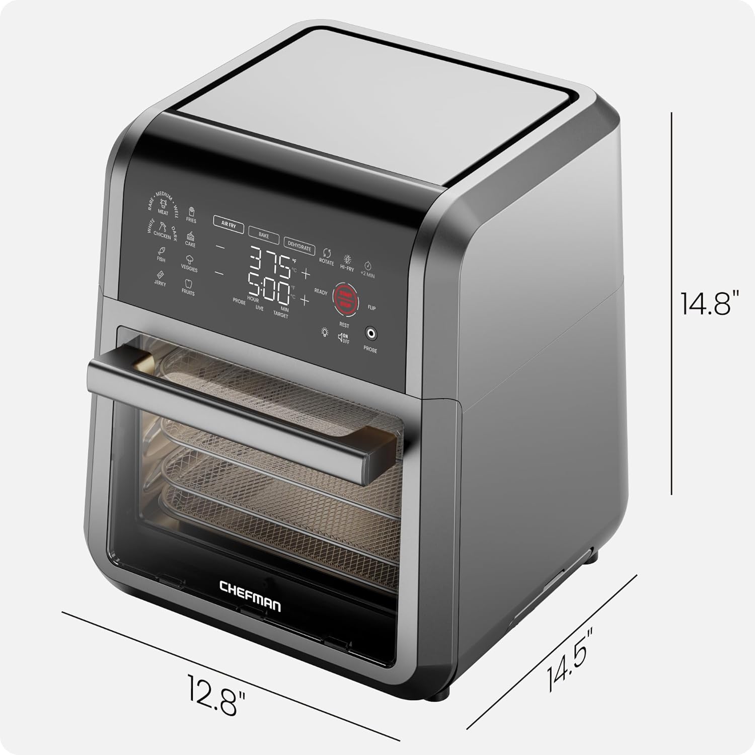 CHEFMAN ExacTemp 12-Quart Air Fryer Integrated Smart Cooking 28 Touchscreen Presets wourant