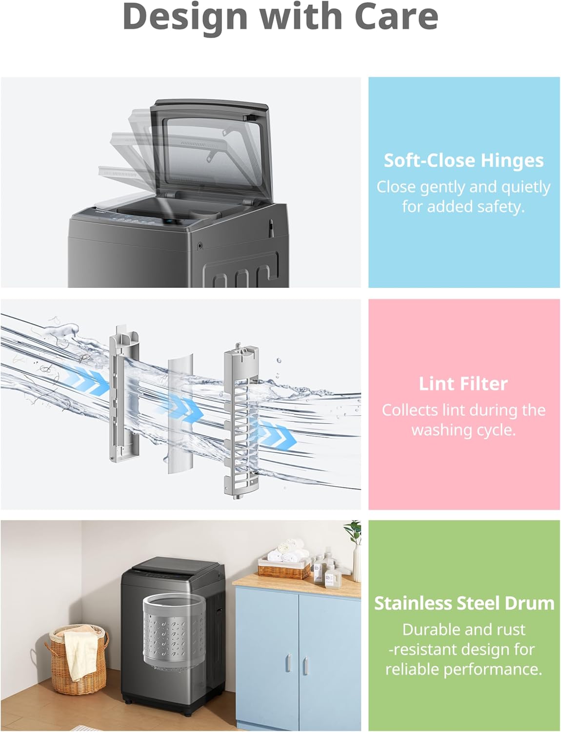 Comfee Portable Washing Machine 0.9 Cubic Feet Compact Washing Machine with LED Display 2 Built-in Drums Space Saving Fully Automatic Washing Machine wourant