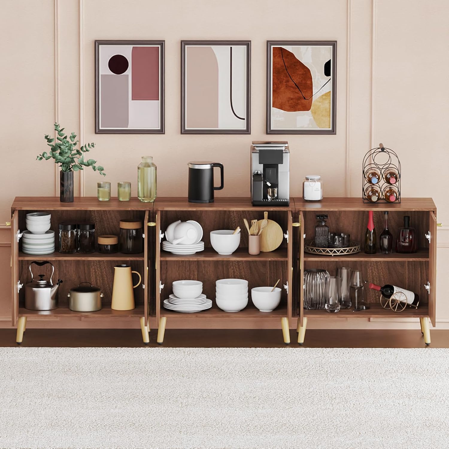 Free Standing Cabinet Black Wood for Living Room, Bedroom, Dining Room, Hallway, Entryway wourant