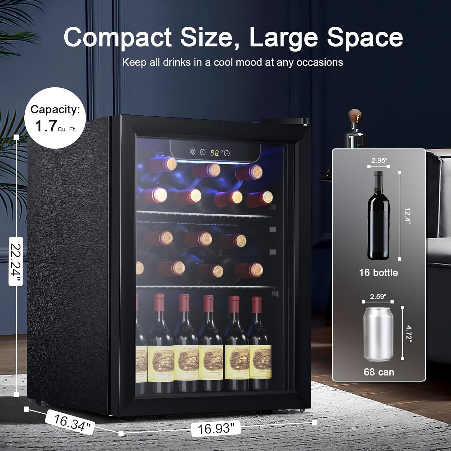 Antarctic Star 26 Bottle 130 Can Wine Cooler Cabinet Beverage Refrigerator Mini Wine Cellar wourant
