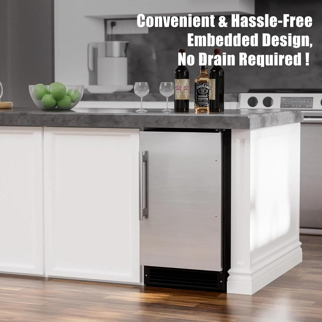 COTLIN 15" W Drainless Under Counter Ice Maker with 22LBS Storage Bin, Crescent Ice, Free Standing Built-in Ice Maker for Residential Commercial Use, No Drain Required, ETL Approved, 2025 Upgraded wourant