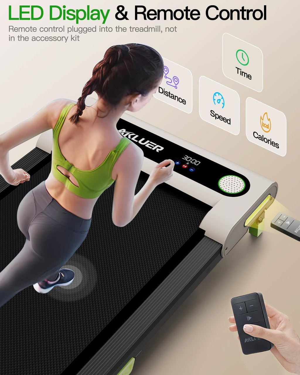 Akluer Inclined Home Treadmill 2.5 HP Small Under-Desk Treadmill with Remote Control and LED Display wourant