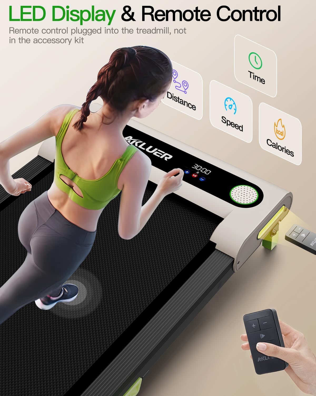 Akluer Inclined Home Treadmill 2.5 HP Small Under-Desk Treadmill with Remote Control and LED Display wourant