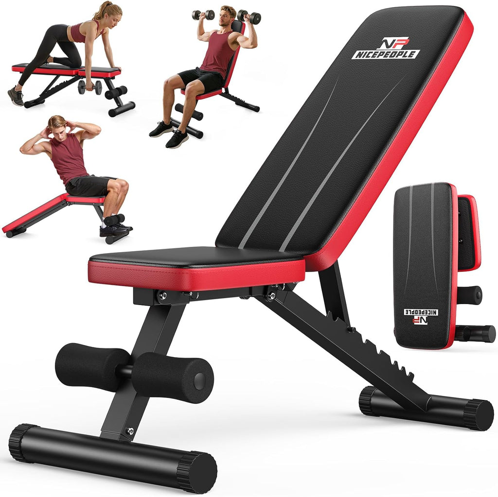 Basic Weight Bench for Home Gym, Foldable Workout Bench with 8 Backrests, 660LBS Weight Capacity Adjustable Bench wourant