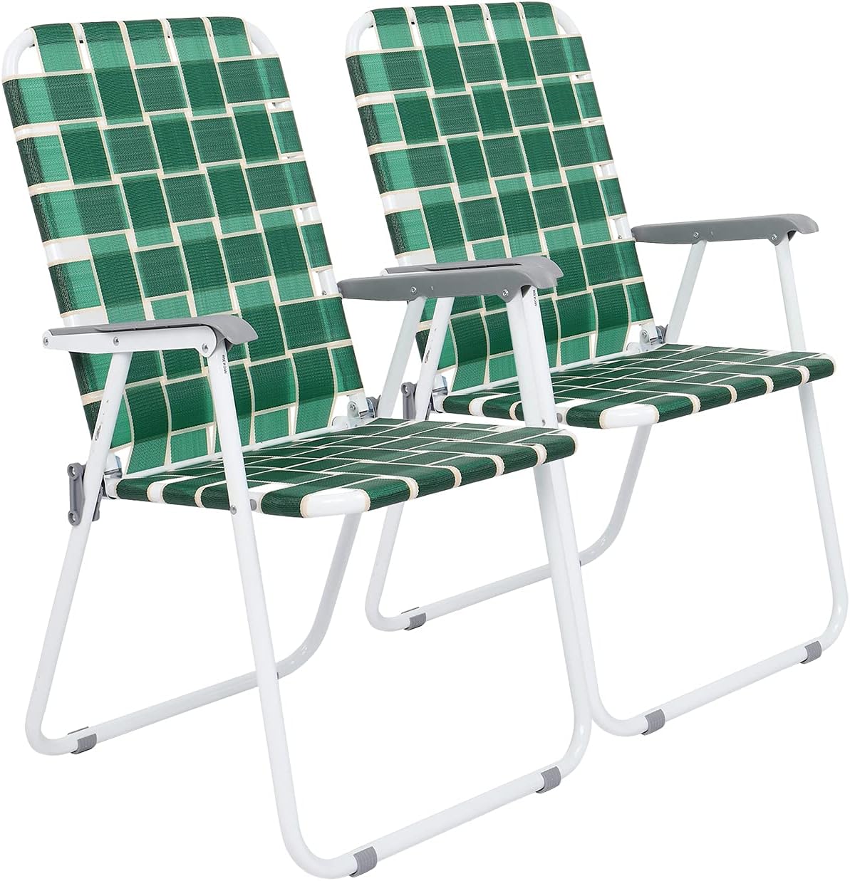 VINGLI Patio Lawn Webbed Folding Chairs Set of 2, Outdoor Beach Portable Lawn Chair Camping Chair Beach Chair wourant