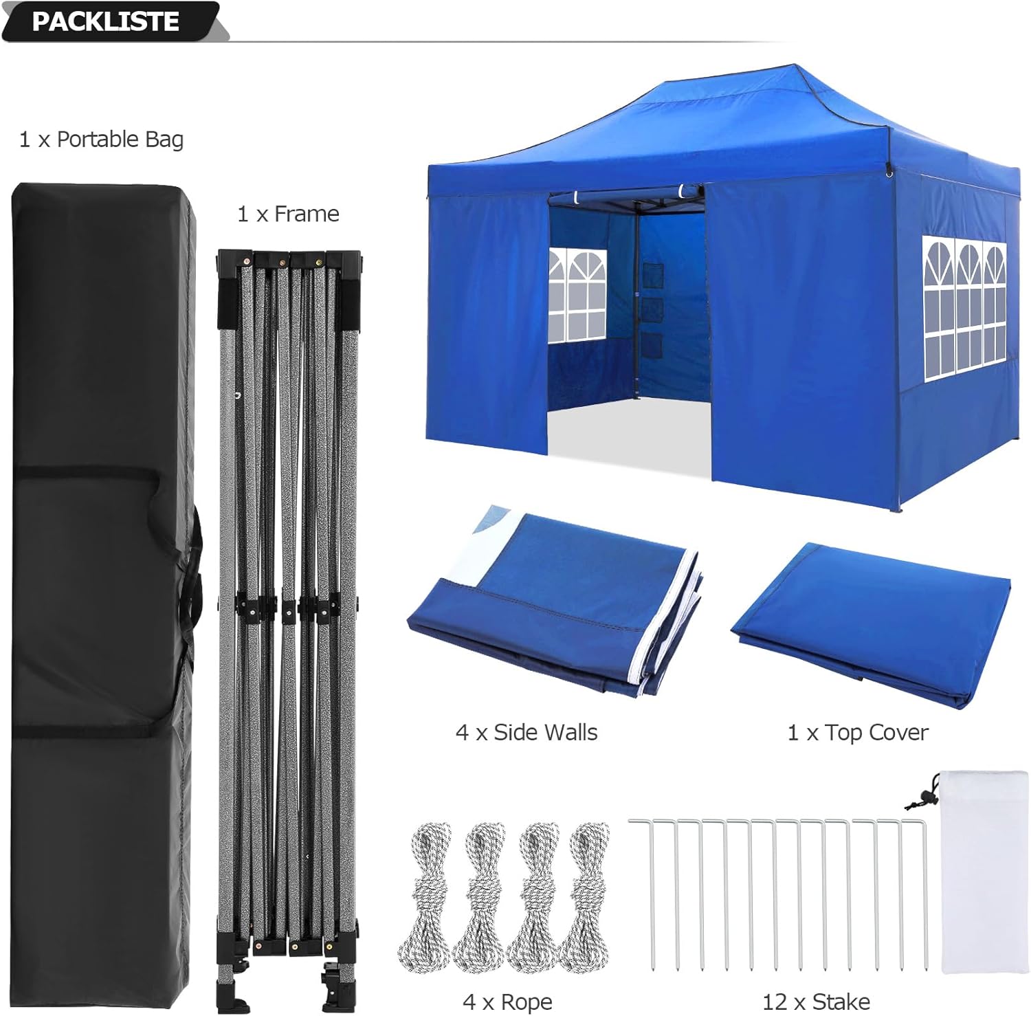COBIZI 10x20 Heavy Duty Pop up Canopy Tent with 6 sidewalls Easy Up Commercial Outdoor Canopy Wedding Party Tents for Parties All Season Wind & Waterproof Gazebo with Roller Bag,Black(Frame Thickened) wourant