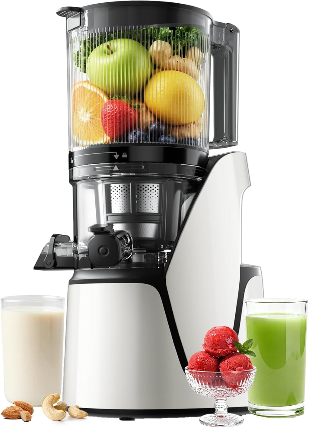 EanOruus Juicer Machines, 3 in 1 Cold Press Juicer with Extra Large Chute 100 oz Large Capacity wourant