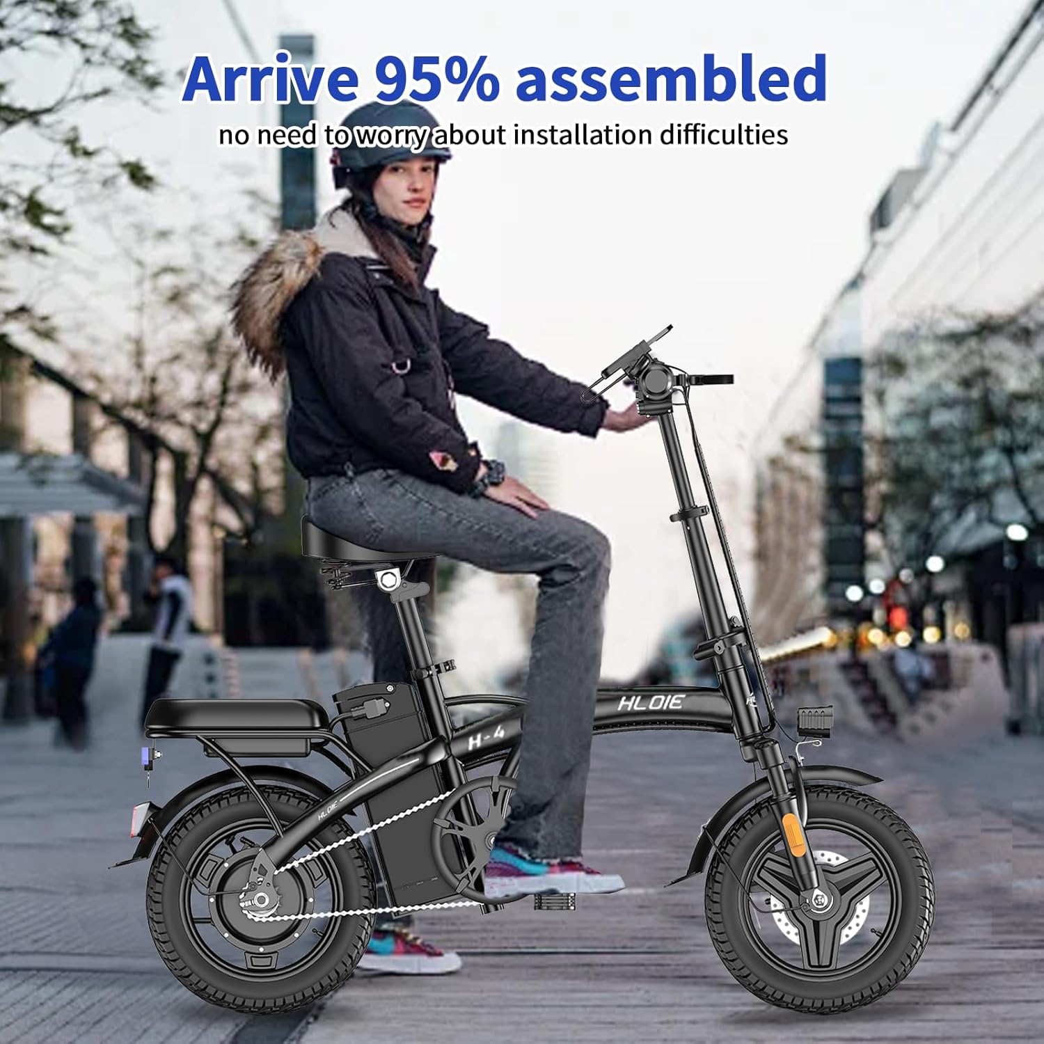 HLOIE Folding Electric Bike for Adults, Peak 750W Motor,23MPH Max Speed Foldable Electric Bicycles,14" Ebike