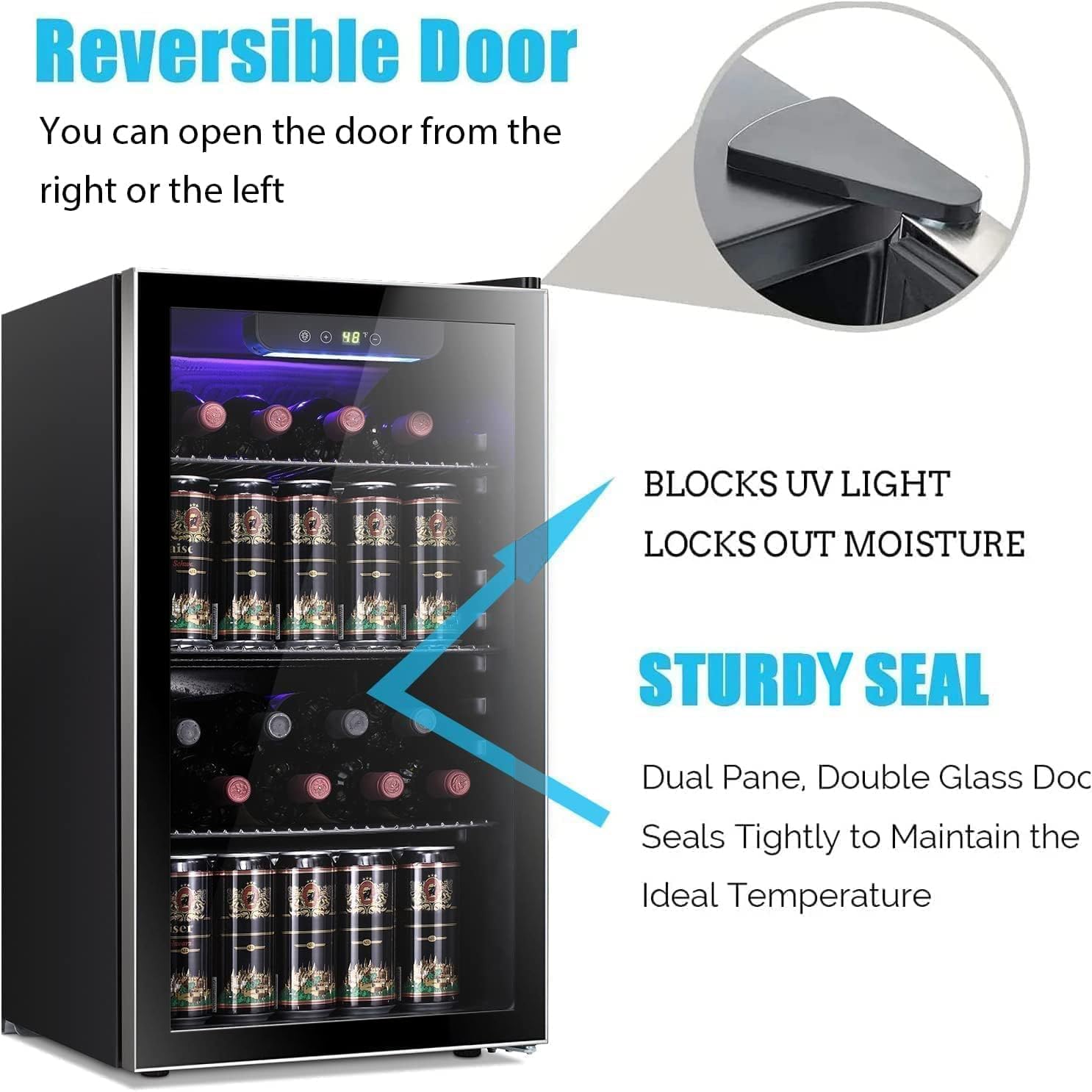 Antarctic Star 26 Bottle 130 Can Wine Cooler Cabinet Beverage Refrigerator Mini Wine Cellar wourant