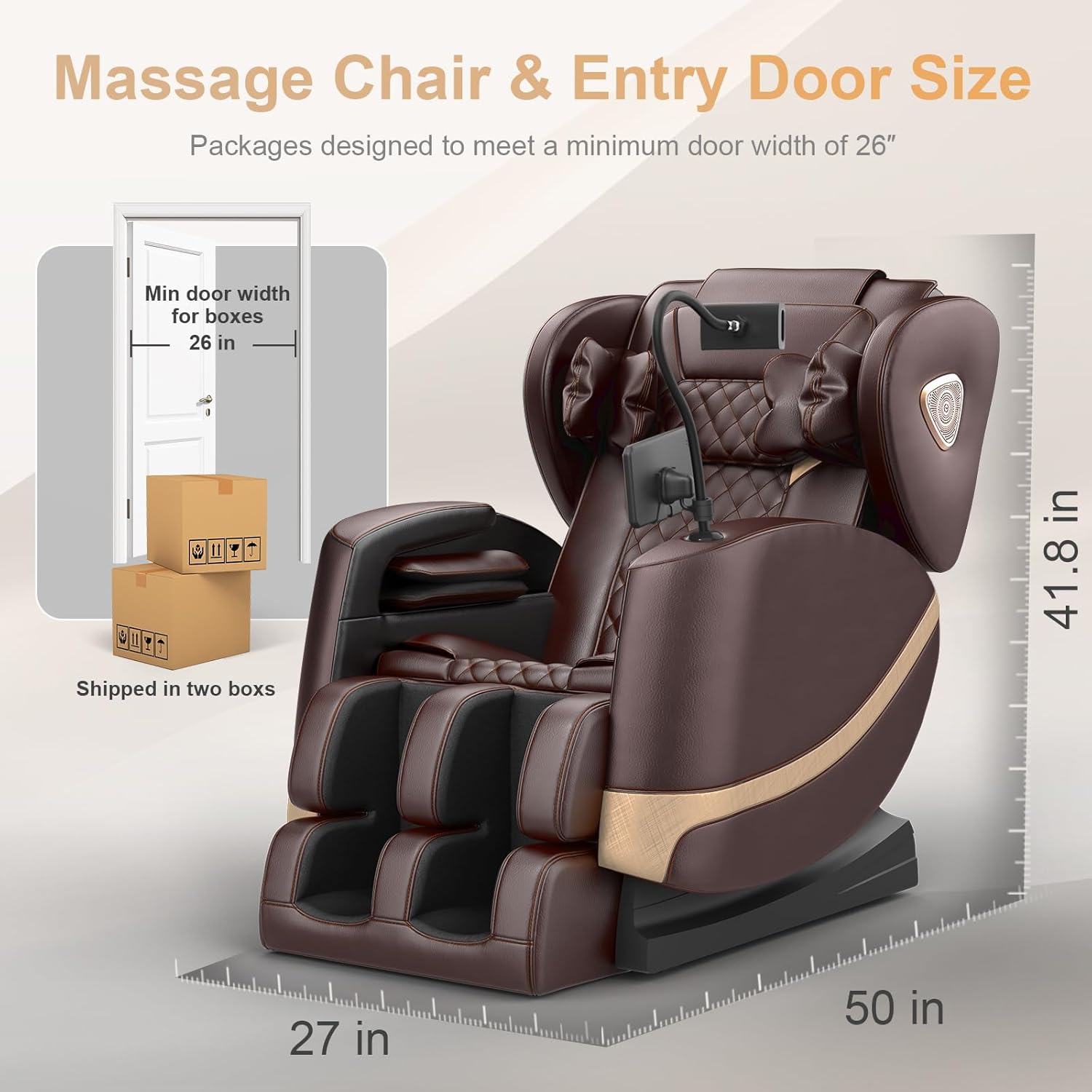 2025 Massage Chair Full Body, Zero Gravity Massage Chair with 10 Fix Rollers, Heating, Foot Massage, Auto Modes, Bluetooth Speaker, Touch Screen Controller (Brown Premium) wourant