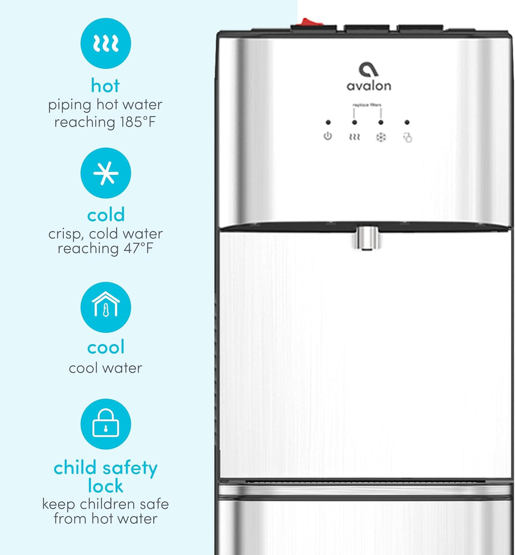 Avalon A3F Bottom Loading Water Cooler Dispenser with BioGuard-3 Temperature Settings-UL-Filtered wourant