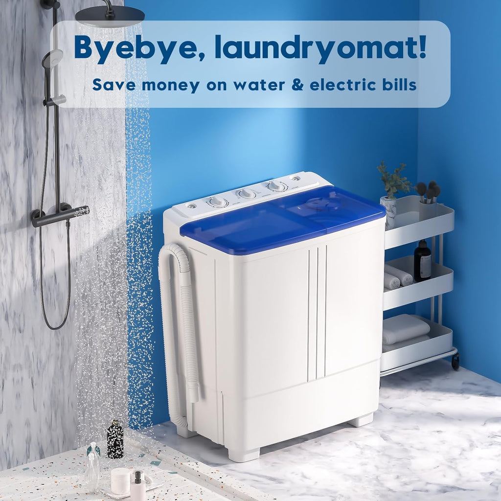 Auertech Portable Washing Machine 28lb Twin Tub Washing Machine Mini Compact Washing Machine with Drain Pump wourant