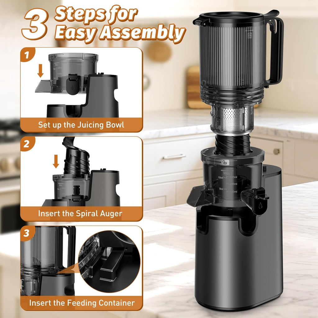 Cold Press Juicer Juicer Machines with 5.4" Wide Feed Chute Professional Slow Masticating Juicer wourant