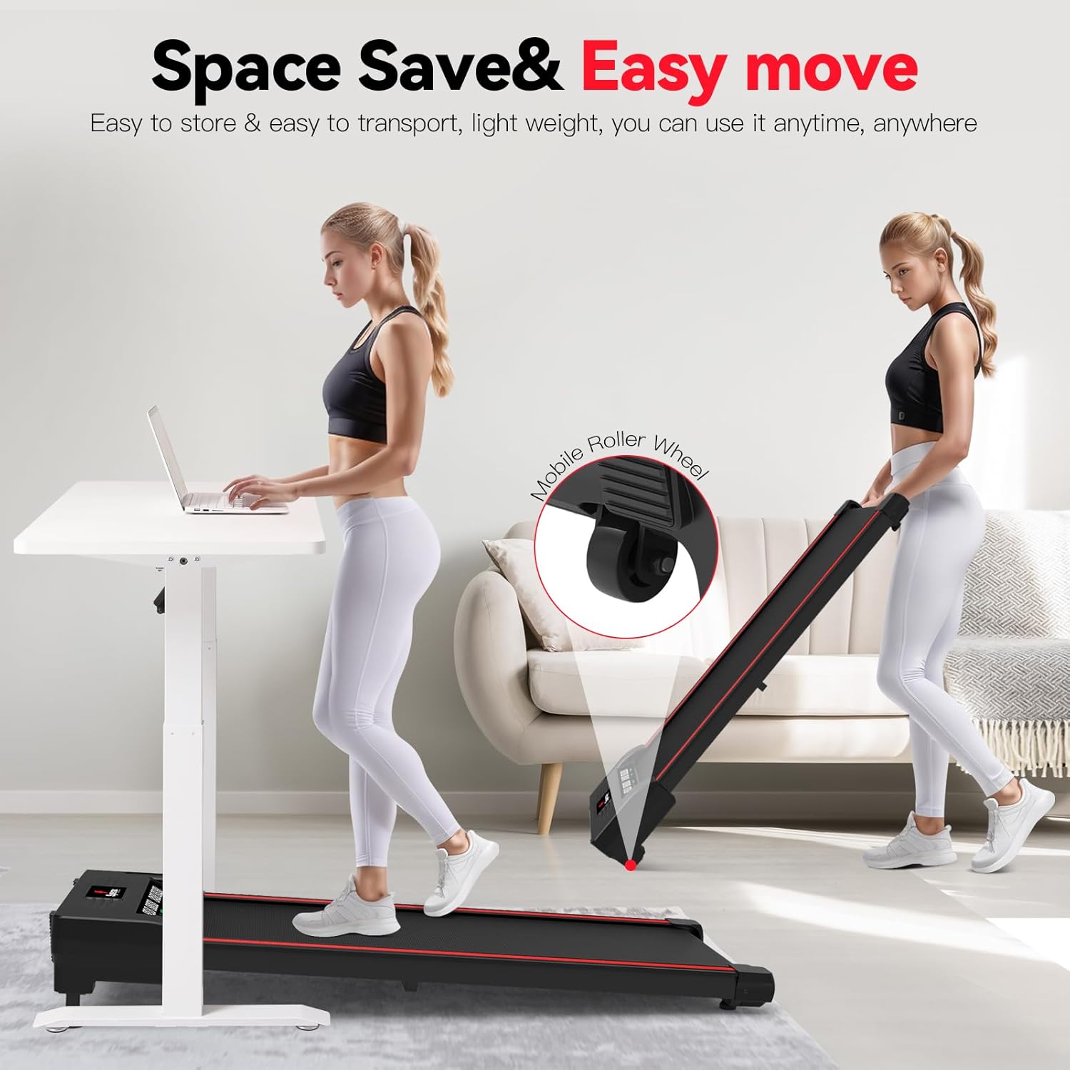 Sperax Walking Vibration Pad with APP, 3 in 1 Under Desk Treadmill, 2.5HP Low Noise Walking Treadmill Pad with Remote Control,Portable Treadmills for Home Office wourant
