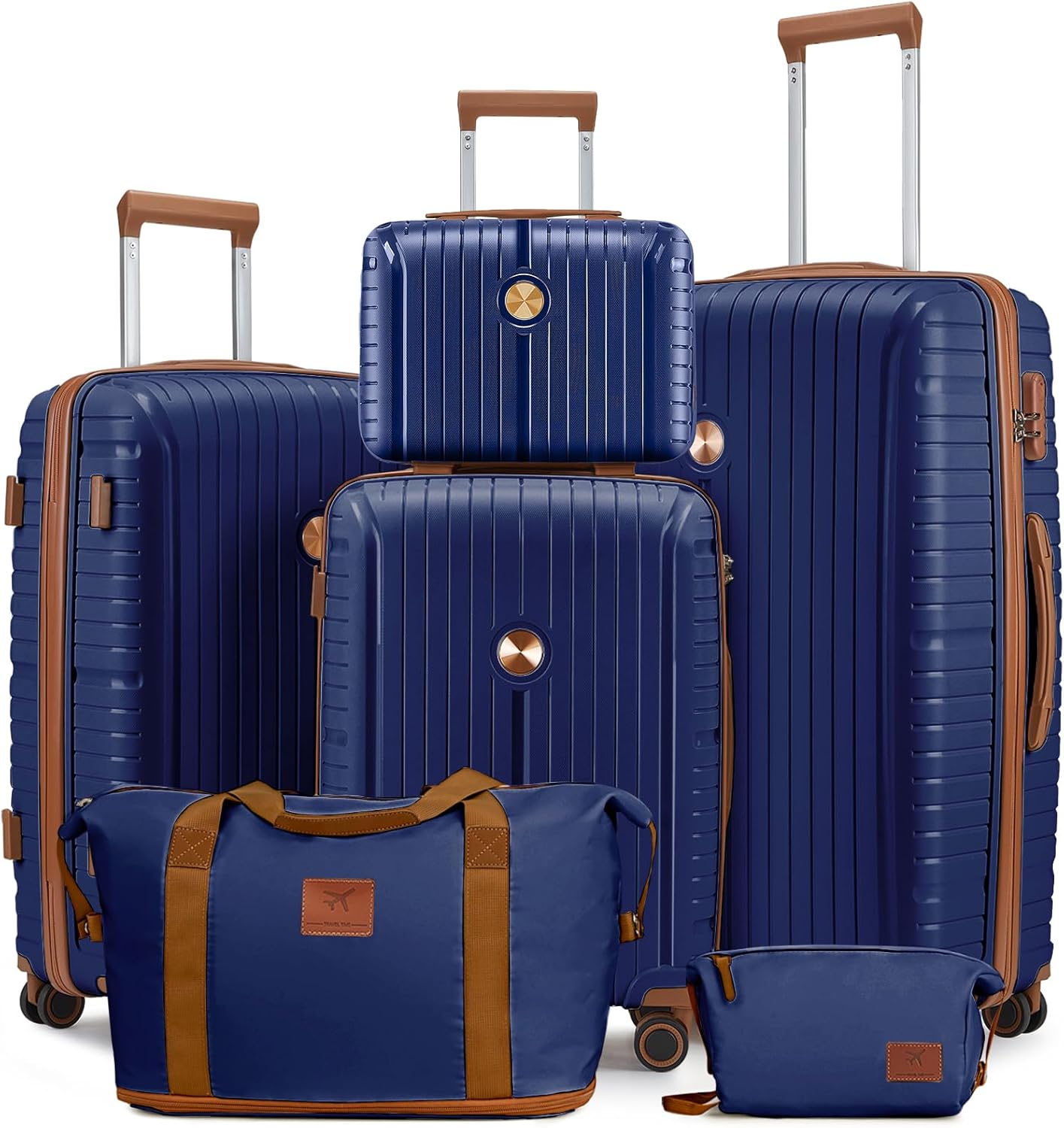 5-piece PP hardshell lightweight travel carry-on luggage set with dual spinner wheels and TSA lock wourant