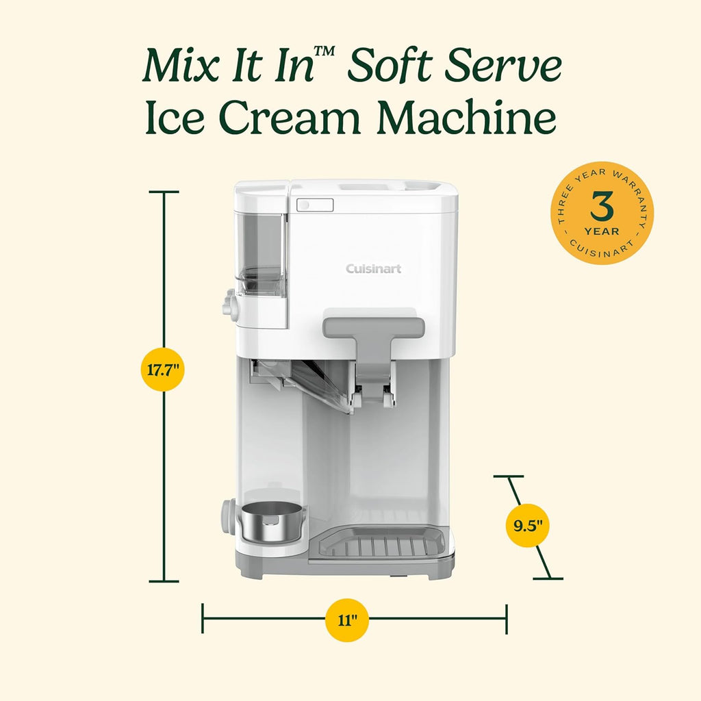 Cuisinart Soft Serve Ice Cream Machine- Mix It In Ice Cream Maker for Frozen Yogurt, Sorbet, Gelato, Drinks 1.5 Quart, White, ICE-48 wourant