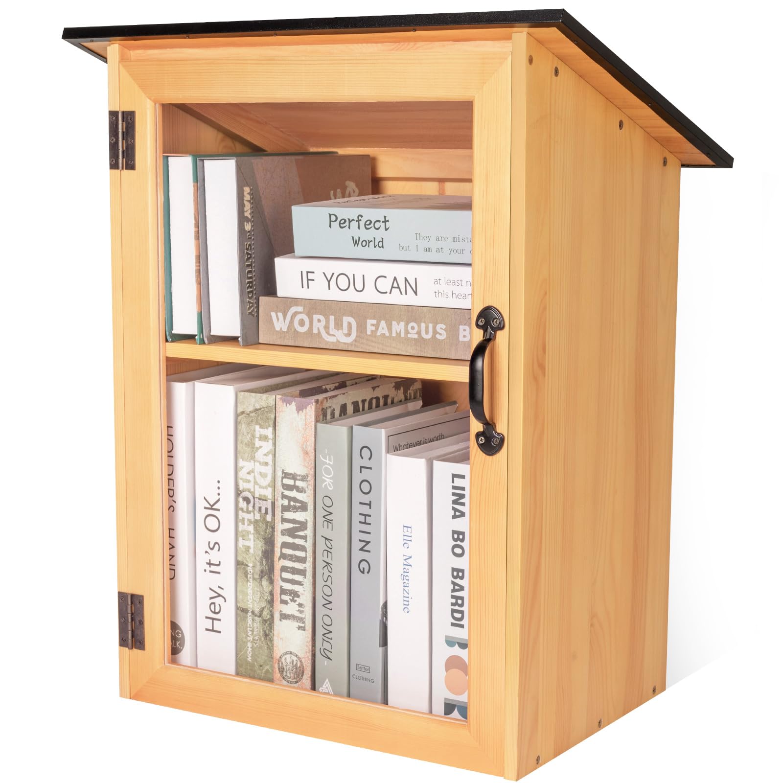 Outdoor Library Book Box Double Free Literature Exchange Box Book Storage Little Wood Cabinet wourant