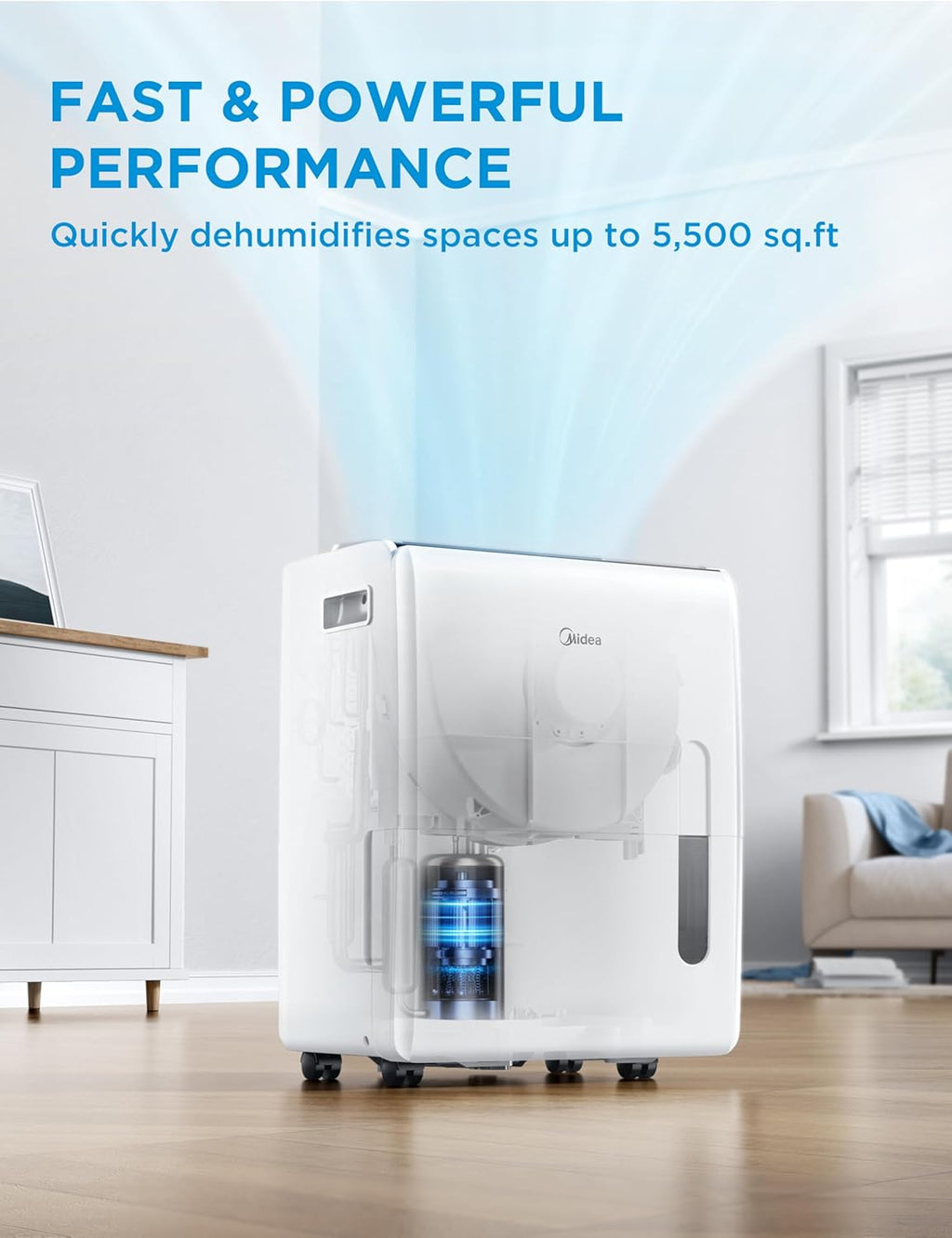 Midea 4,500 Sq. Ft. Dehumidifier With Pump Included, Energy Star Certified, 50 Pint - Ideal For Basements, Large & Medium Sized Rooms, And Bathrooms (White) wourant