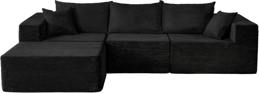 Cloud sofa with L-shaped lounge chair modern modular sofa with deep seats wourant