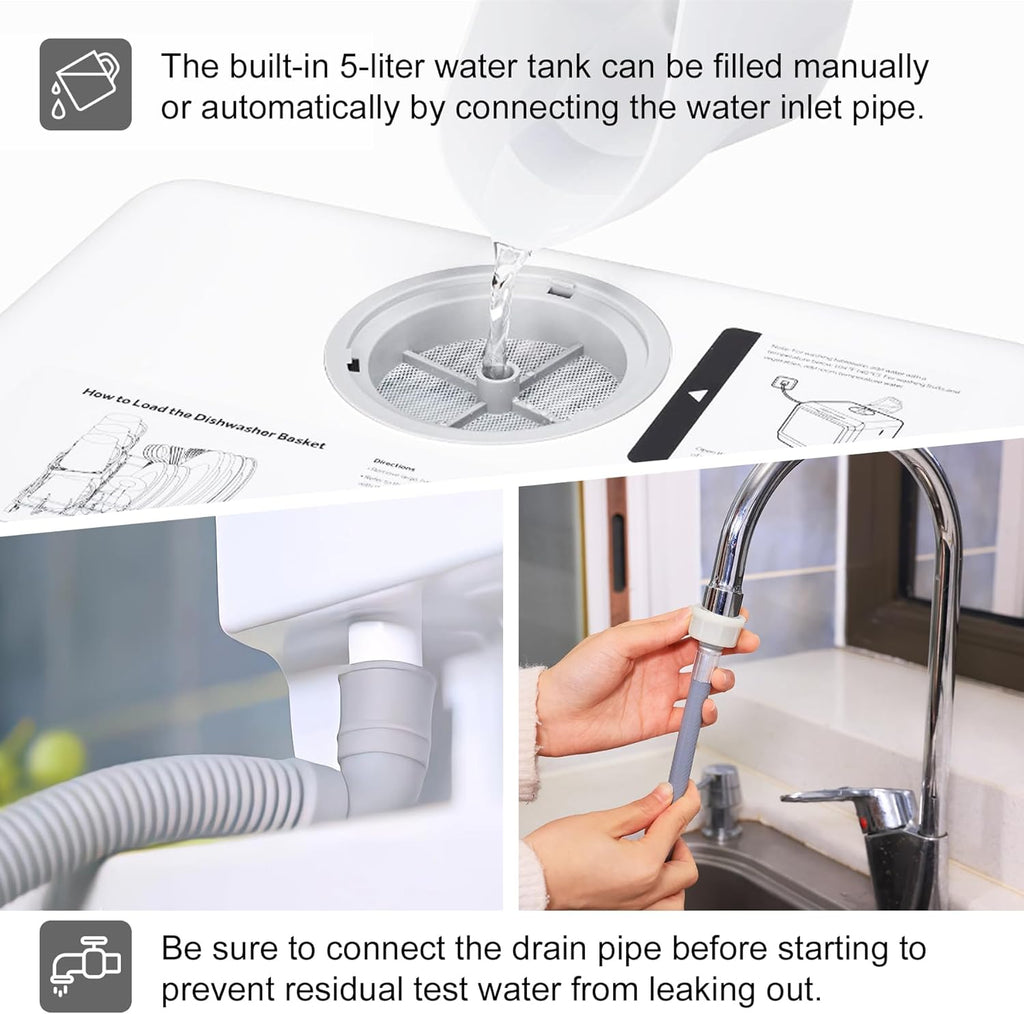 Mini dishwasher countertop .Compact Dishwasher with drying.Double spray arms. Portable Countertop Dishwasher With Water Tank, 6 wash programs, .Lavavajillas portatil can wash baby bottles. wourant