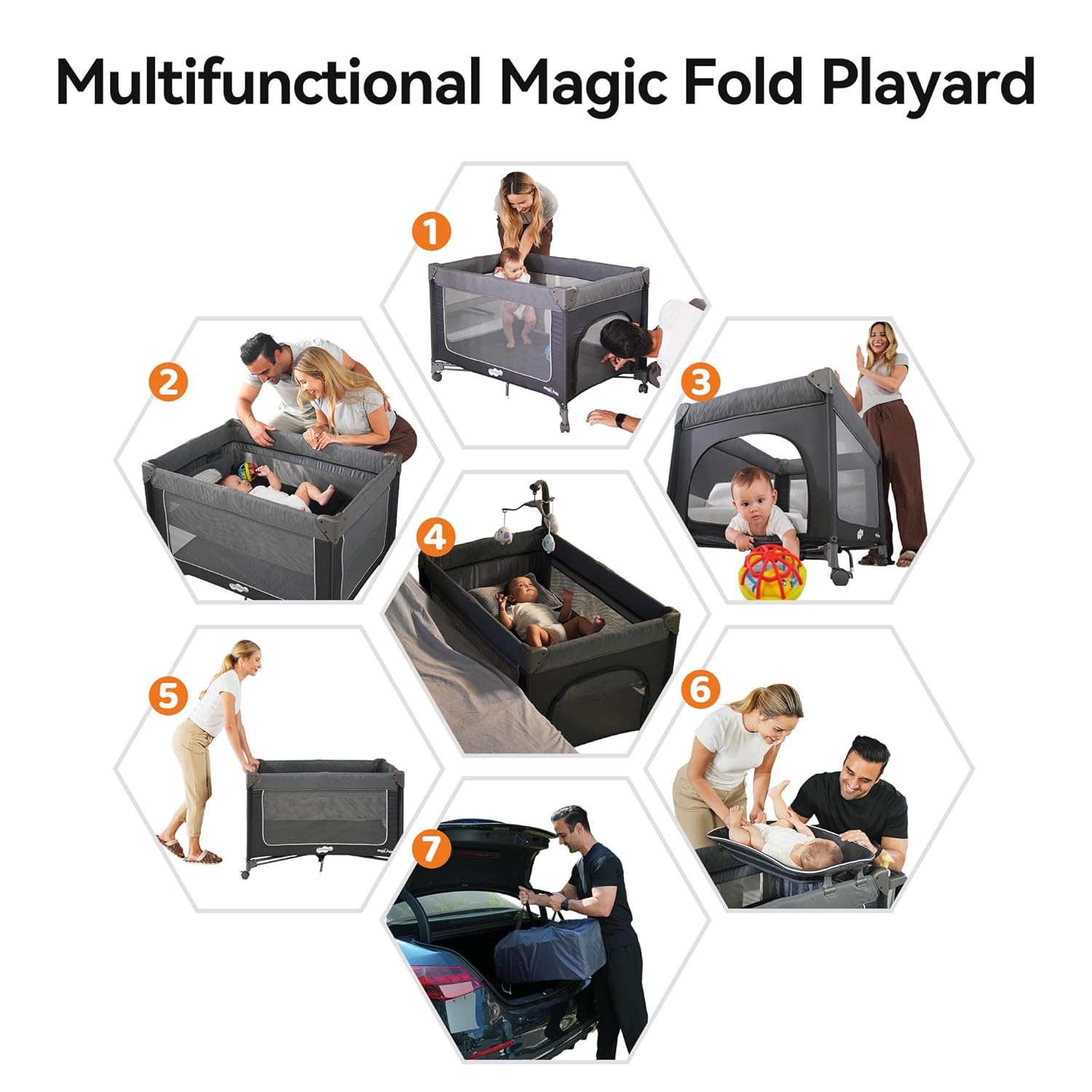 Pamo Babe Baby Playpen - Heavy-duty steel frame provides a safe sleeping space and portable crib wourant