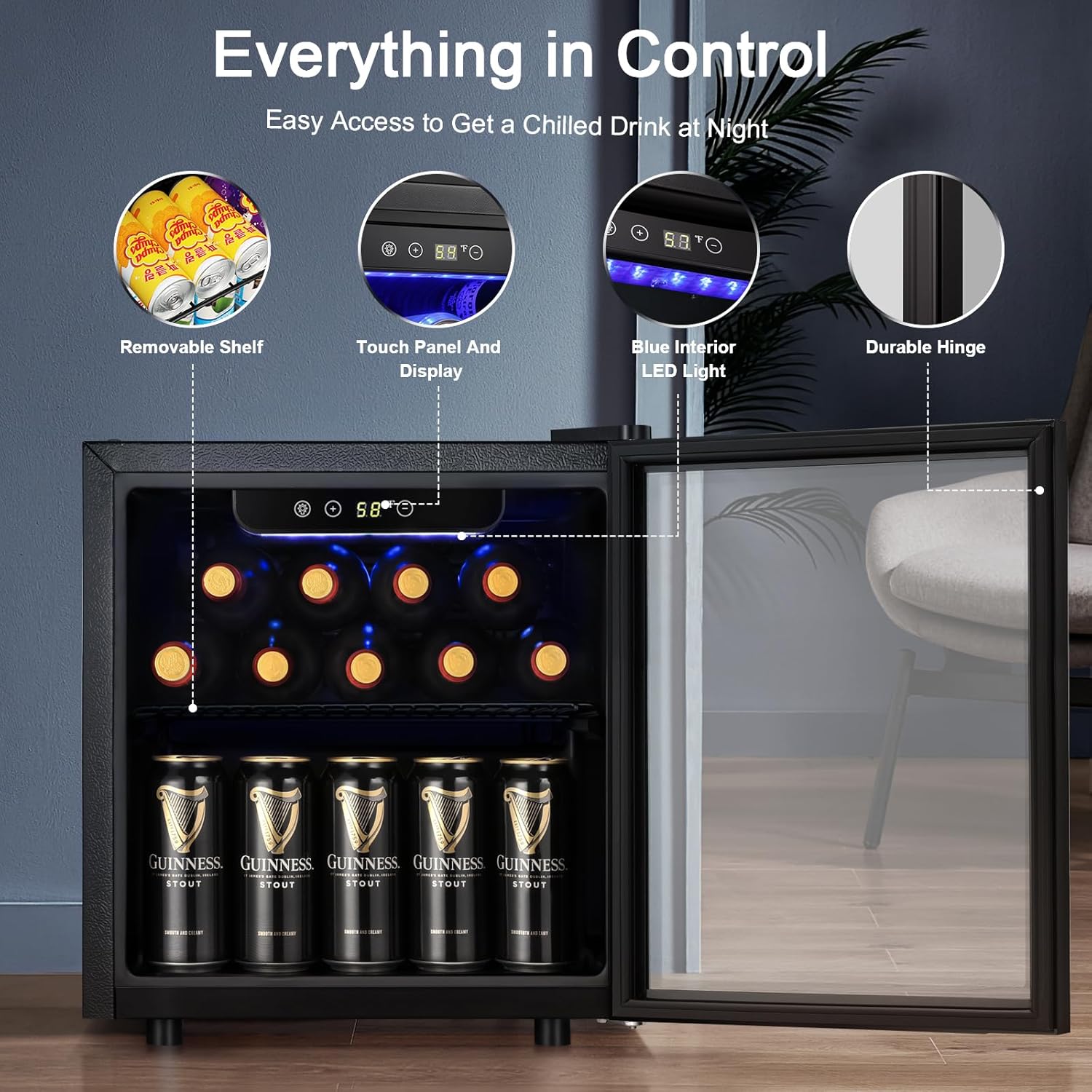 Antarctic Star 26 Bottle 130 Can Wine Cooler Cabinet Beverage Refrigerator Mini Wine Cellar wourant