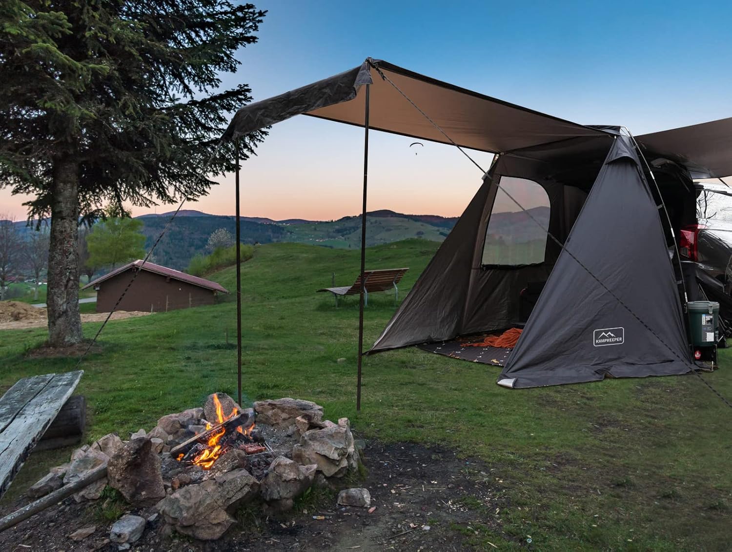 KAMPKEEPER SUV Car Tent, Tailgate Shade Awning Tent for Camping, Vehicle Camping Tents Outdoor Travel (Black) wourant