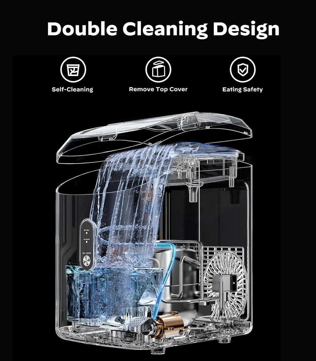 Nugget Ice Maker Countertop, Silonn Chewable Pellet Ice Machine with Self-Cleanin Function, 33lbs/24H Portable Ice Makers for Home Kitchen Officce, Black wourant