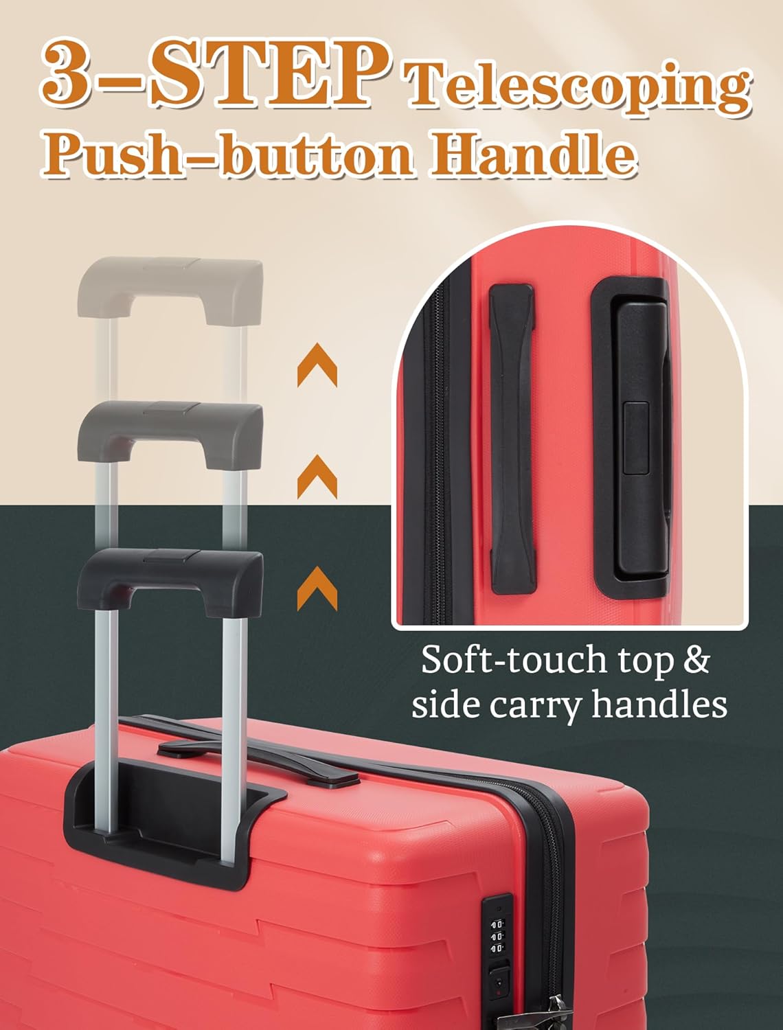 5-piece luggage set with wheels, ABS hardshell suitcase with spinner wheels wourant