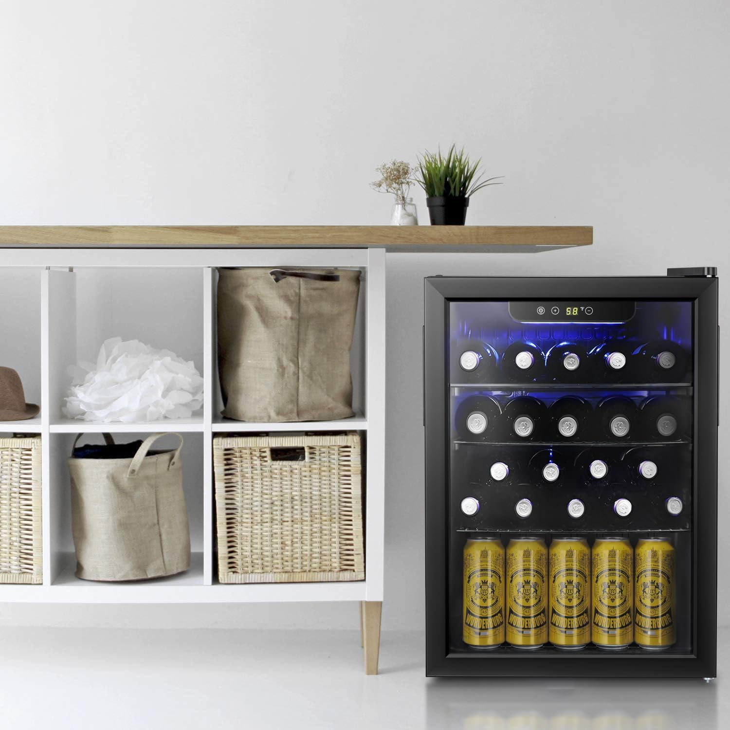 Antarctic Star 26 Bottle 130 Can Wine Cooler Cabinet Beverage Refrigerator Mini Wine Cellar wourant